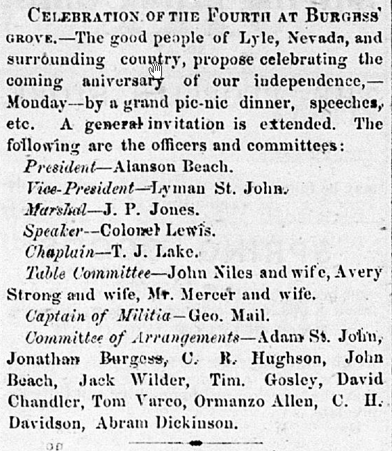 Celebration of the Fourth at Burgess' Grove Lyle Historical Society